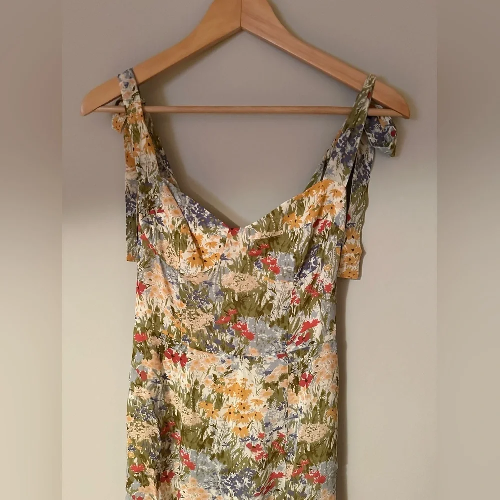 NEW Reformation Nadira Midi  Dress in Countryside Green Yellow Floral | size 6 - Picture 8 of 13